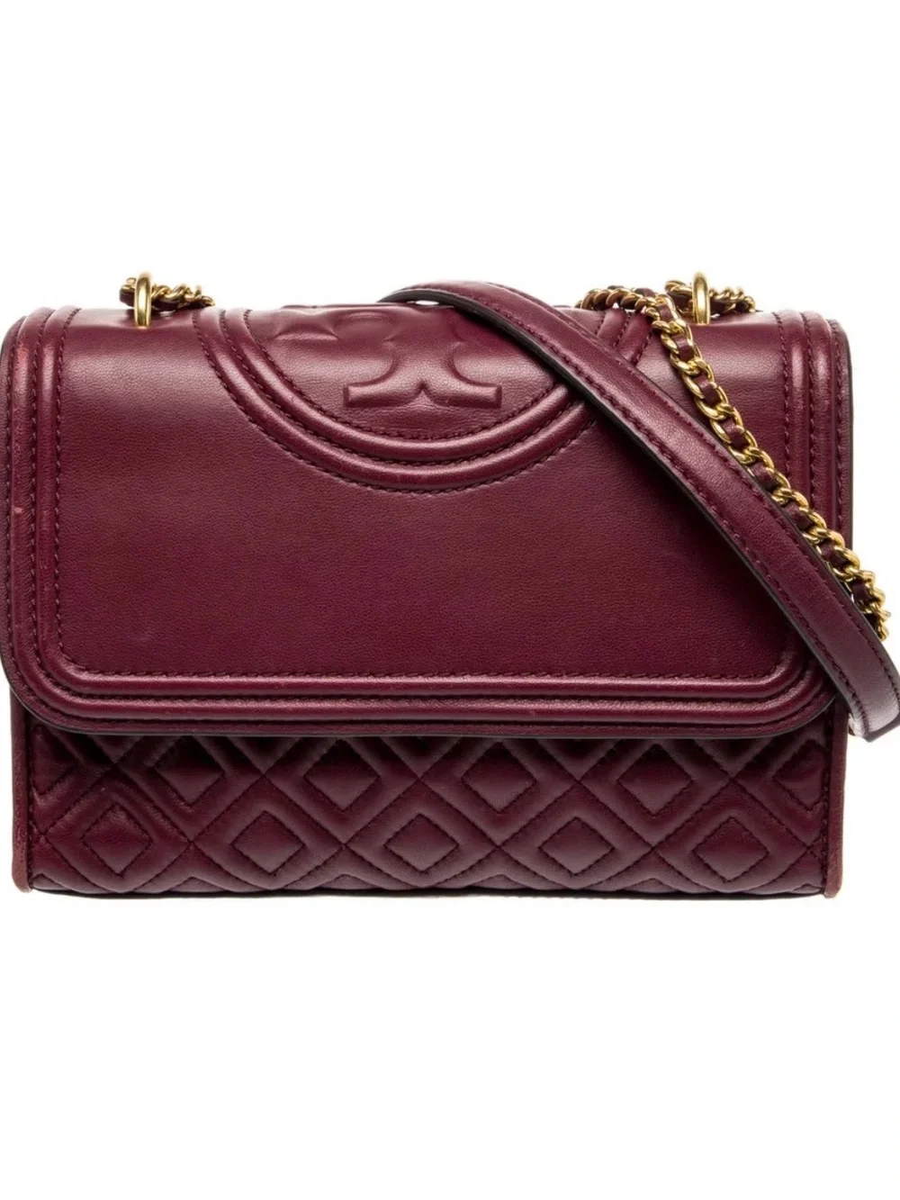 Tory Burch Fleming Quilted Shoulder Bag - Bordeaux